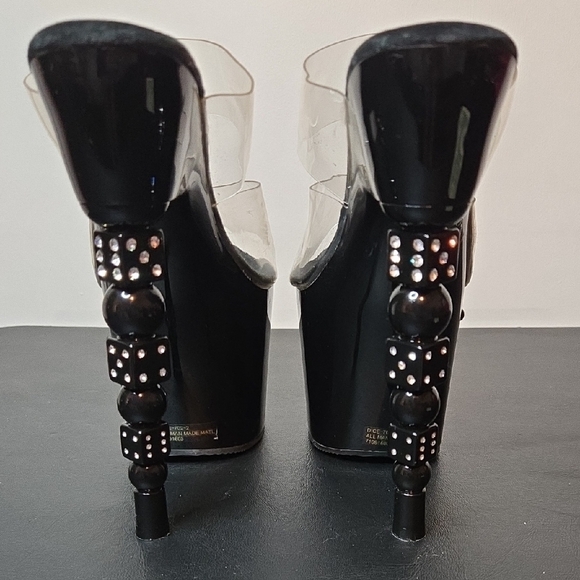 Pleaser Black and Clear Platform Heels - Picture 3 of 15